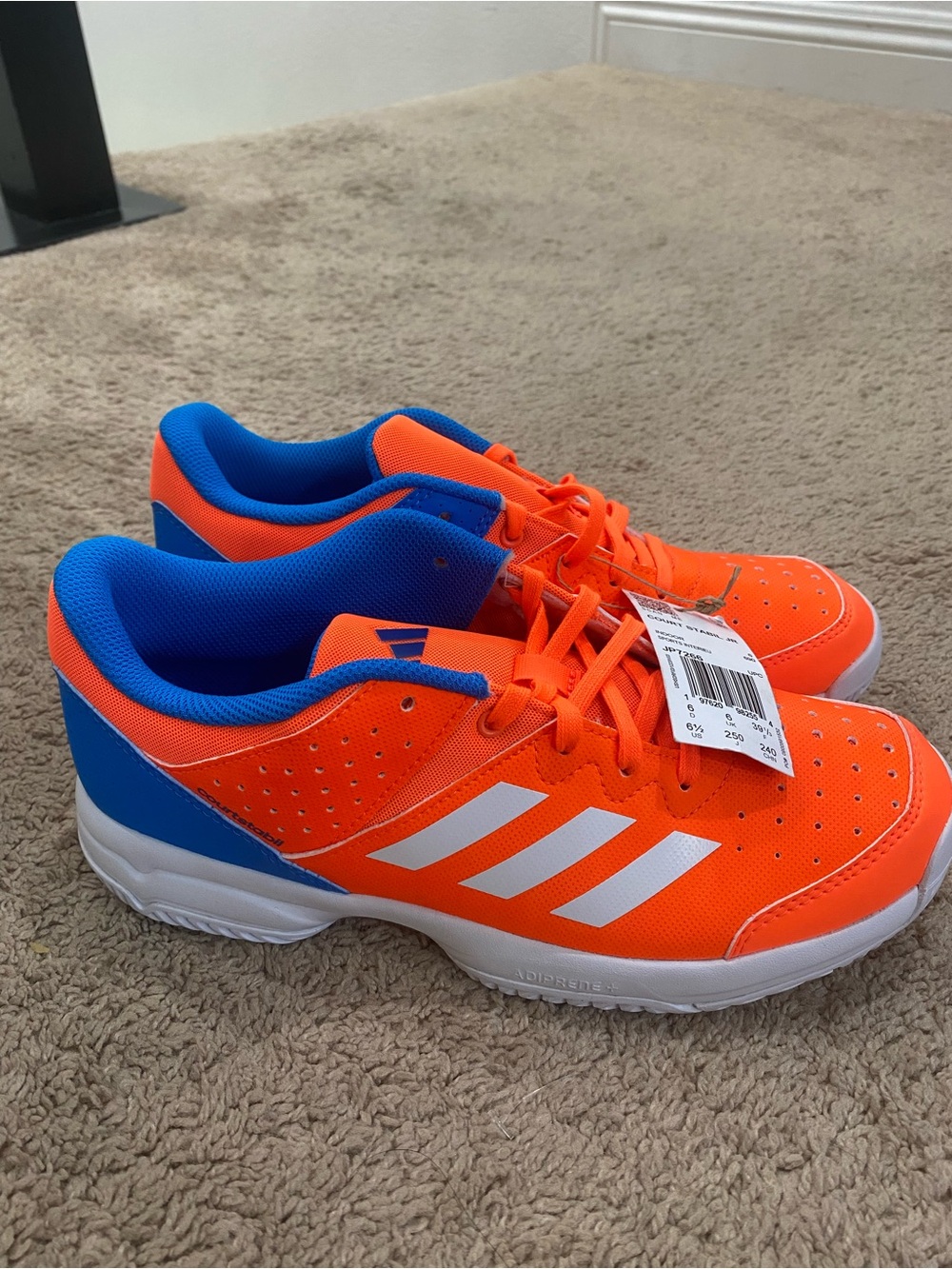 adidas Kids Bright Orange & Blue Court Stabil Junior Shoes
